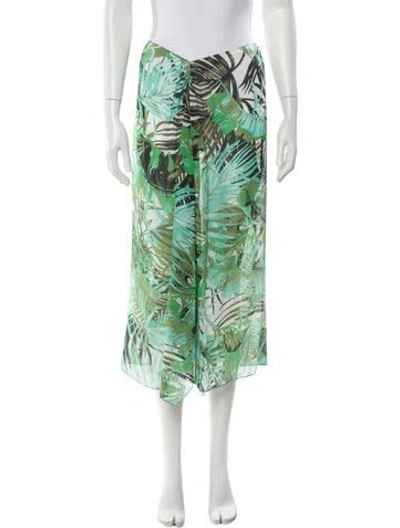 Pre-owned Leggiadro Silk Midi Length Skirt W/ Tags In Green