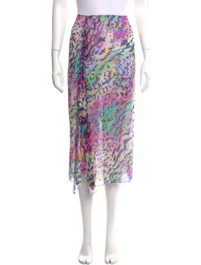 Pre-owned Leggiadro Silk Midi Length Skirt W/ Tags In Multi