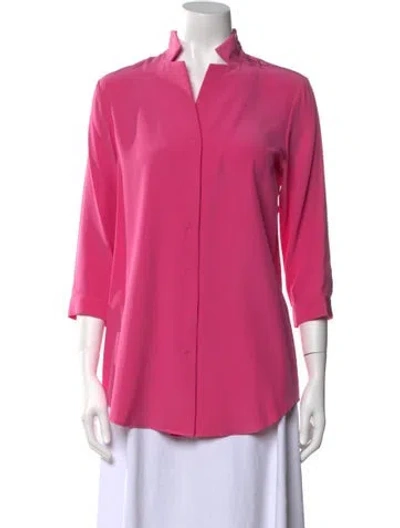Pre-owned Leggiadro Silk Mock Neck Blouse W/ Tags In Pink