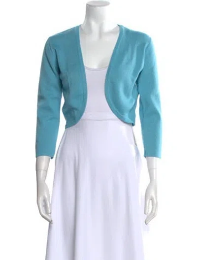 Pre-owned Leggiadro Silk Open Front Sweater W/ Tags In Blue