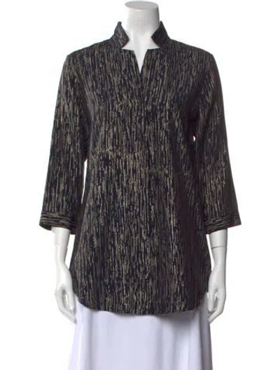Pre-owned Leggiadro Silk Printed Polo W/ Tags In Black
