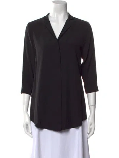 Pre-owned Leggiadro Silk V-neck Blouse W/ Tags In Black