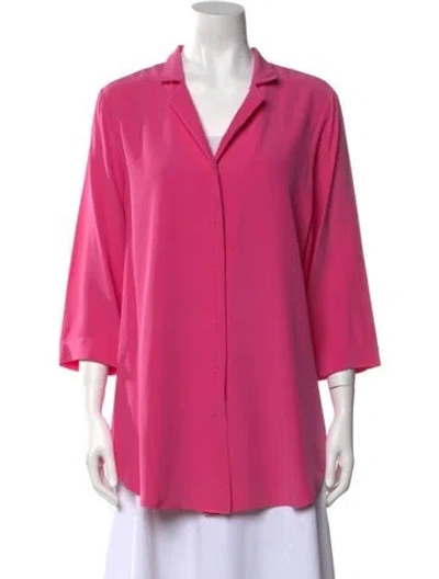 Pre-owned Leggiadro Silk V-neck Blouse W/ Tags In Pink