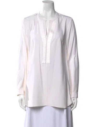 Pre-owned Leggiadro Silk V-neck Tunic In Neutral
