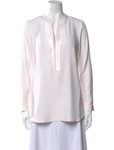 Pre-owned Leggiadro Silk V-neck Tunic In Neutral