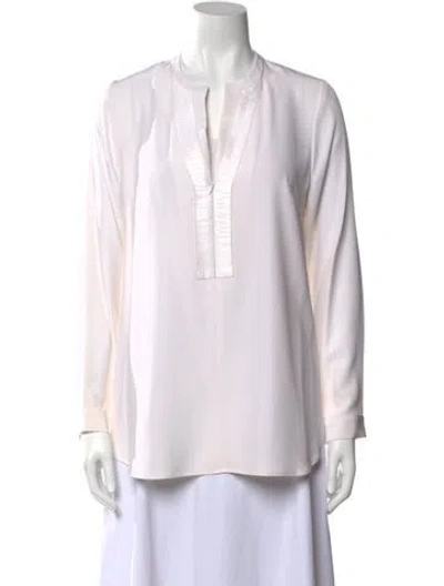 Pre-owned Leggiadro Silk V-neck Tunic W/ Tags In Neutral