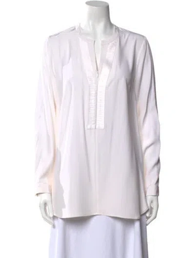 Pre-owned Leggiadro Silk V-neck Tunic W/ Tags In Neutral