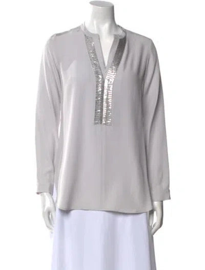 Pre-owned Leggiadro Silk V-neck Tunic W/ Tags In Purple