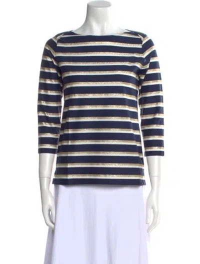 Pre-owned Leggiadro Striped Bateau Neckline Top W/ Tags