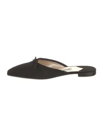 Pre-owned Leggiadro Suede Bow Accents Mules In Black