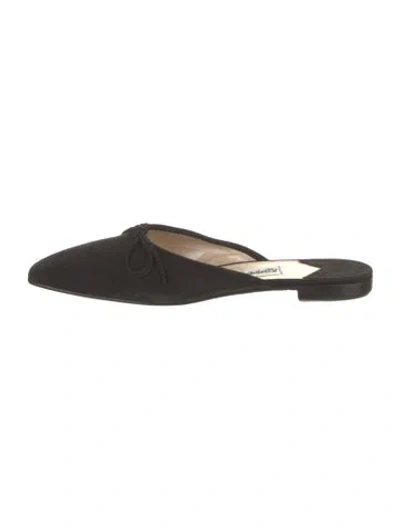 Pre-owned Leggiadro Suede Bow Accents Mules In Black