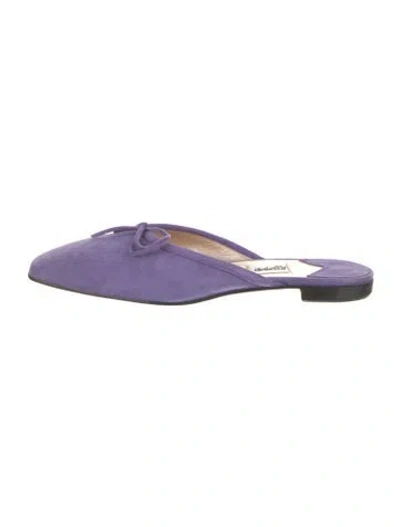 Pre-owned Leggiadro Suede Mules In Purple
