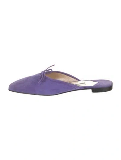 Pre-owned Leggiadro Suede Mules In Purple