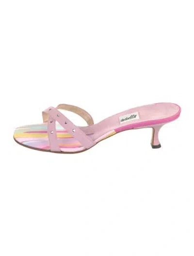 Pre-owned Leggiadro Suede Printed Slides In Pink