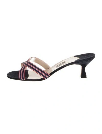 Pre-owned Leggiadro Suede Striped Slides In Multi