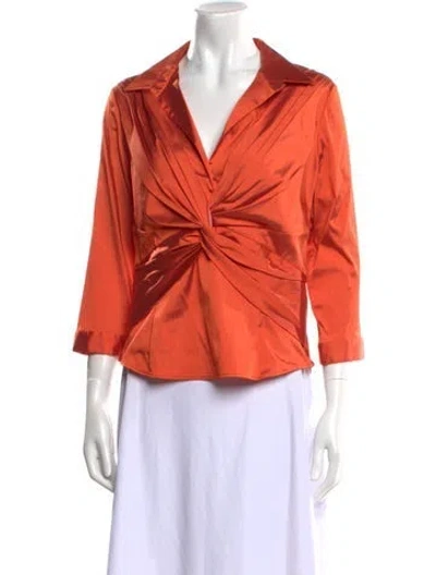 Pre-owned Leggiadro Three-quarter Sleeve Blouse W/ Tags In Orange