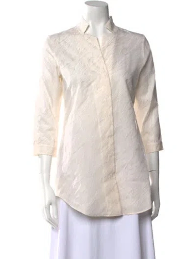 Pre-owned Leggiadro Three-quarter Sleeve Button-up Top In Neutral