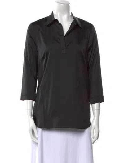 Pre-owned Leggiadro Three-quarter Sleeve Polo In Black