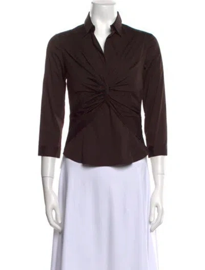 Pre-owned Leggiadro Three-quarter Sleeve Polo In Brown