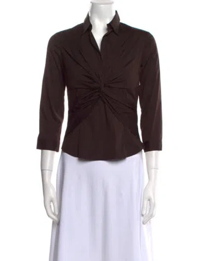 Pre-owned Leggiadro Three-quarter Sleeve Polo In Brown