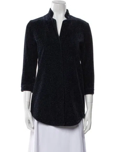 Pre-owned Leggiadro Three-quarter Sleeve Tunic In Blue