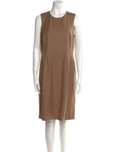 Pre-owned Leggiadro Virgin Wool Knee-length Dress W/ Tags In Neutral