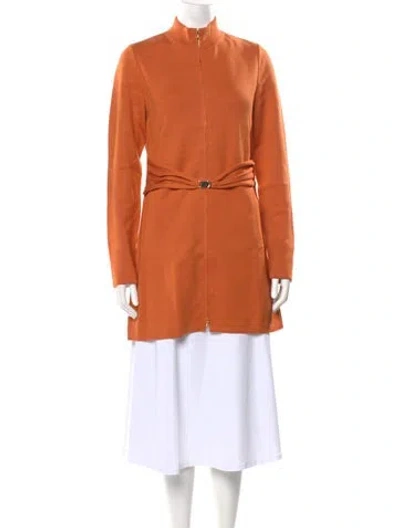 Pre-owned Leggiadro Virgin Wool Mock Neck Sweater W/ Tags In Orange