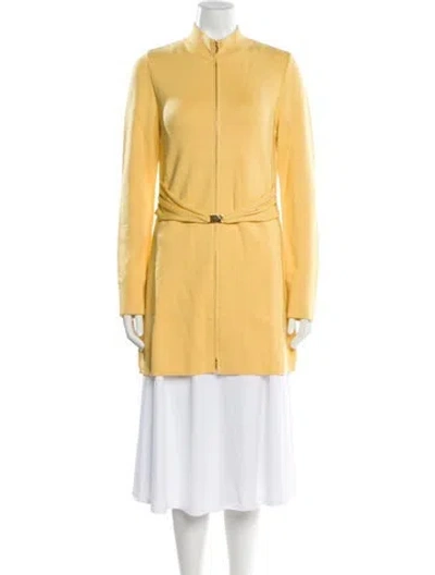 Pre-owned Leggiadro Virgin Wool Mock Neck Sweater W/ Tags In Yellow