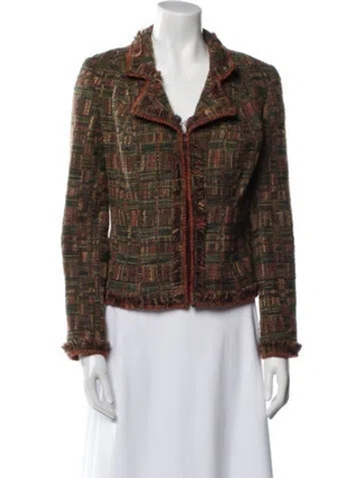 Pre-owned Leggiadro Virgin Wool Tweed Pattern Evening Jacket In Brown