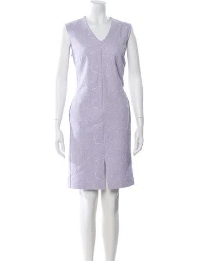 Pre-owned Leggiadro V-neck Knee-length Dress In Purple