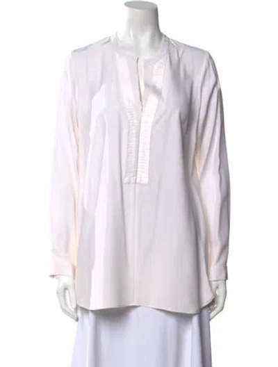 Pre-owned Leggiadro V-neck Long Sleeve Tunic W/ Tags In Neutral