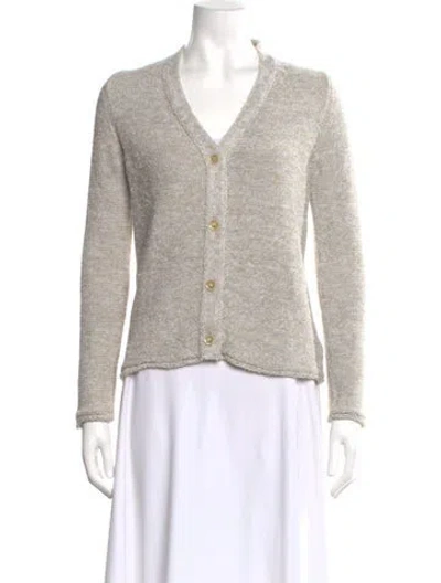 Pre-owned Leggiadro V-neck Sweater In Neutral