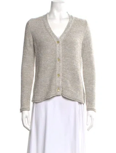 Pre-owned Leggiadro V-neck Sweater In Neutral