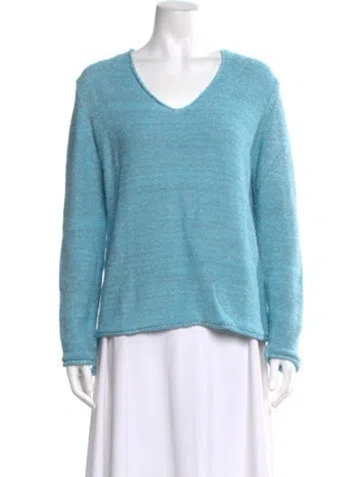 Pre-owned Leggiadro V-neck Sweater W/ Tags In Blue