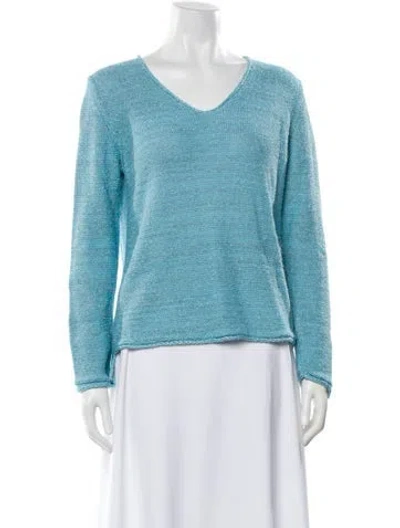Pre-owned Leggiadro V-neck Sweater W/ Tags In Blue