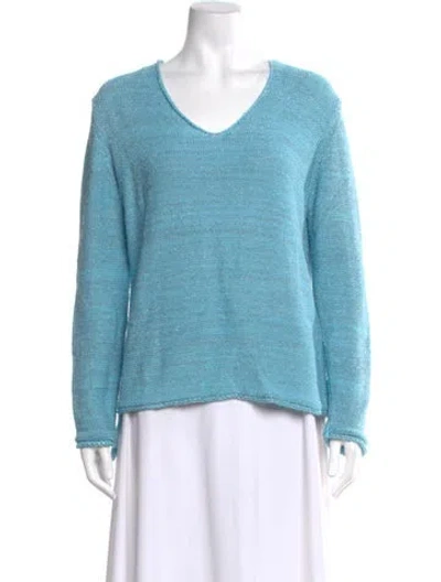 Pre-owned Leggiadro V-neck Sweater W/ Tags In Blue