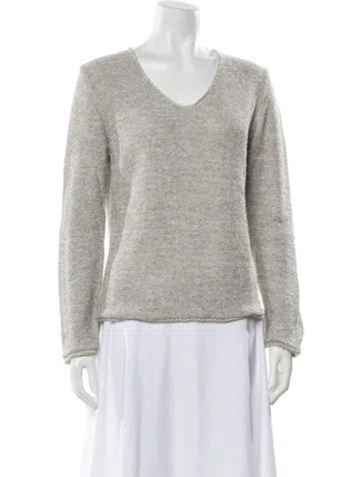 Pre-owned Leggiadro V-neck Sweater W/ Tags In Neutral