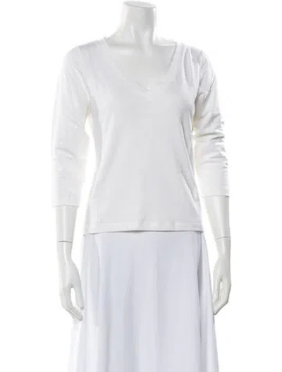 Pre-owned Leggiadro V-neck Three-quarter Sleeve T-shirt W/ Tags In Neutral