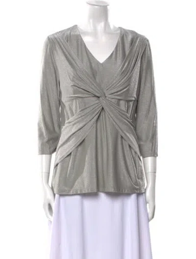 Pre-owned Leggiadro V-neck Three-quarter Sleeve Tunic