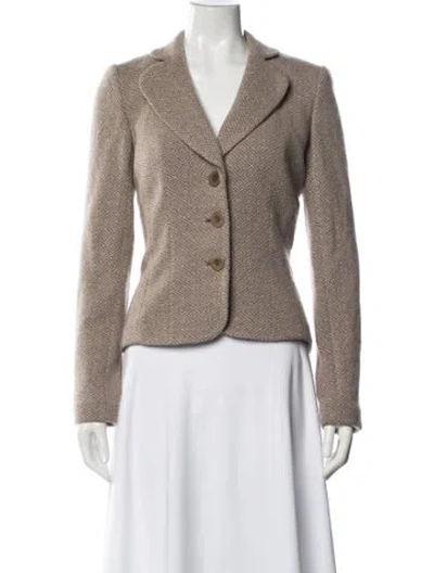 Pre-owned Leggiadro Wool Patterned Blazer In Brown
