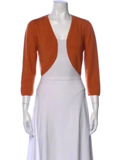 Pre-owned Leggiadro Wool V-neck Sweater In Orange