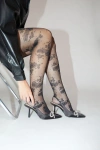 L'eggs 360 Contourâ„¢ Black Sheer Floral Tights In Black