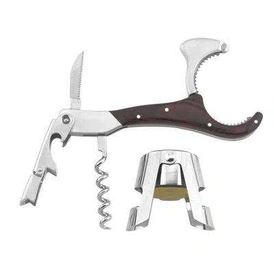 Legnoart Bollicine Wine Lover's Corkscrew Set In Dark Wood