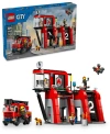 LEGO CITY FIRE STATION WITH FIRE TRUCK PRETEND PLAY TOY 60414, 843 PIECES