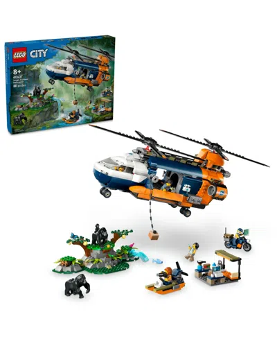 Lego Kids' City Jungle Explorer Helicopter At Base Camp Set 60437 In Multi Color