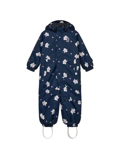Lego Kids' Lwjaz 710 Floral Hooded Snowsuit In Blue