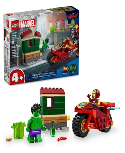 Lego Marvel Iron Man With Bike And The Hulk Building Toy 76287, 68-pieces In Multi