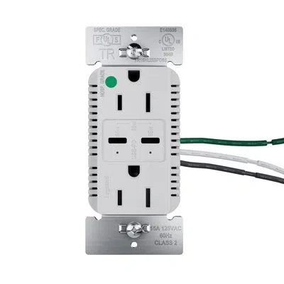 Legrand 15a Tamper Resistant 65w Hospital Grade Power Delivery Usb Type C Duplex Outlet Gray In Silver