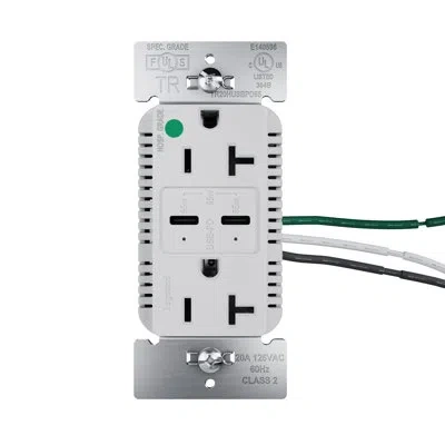 Legrand 20a Tamper Resistant 65w Hospital Grade Power Delivery Usb Type C Duplex Outlet Gray In Silver