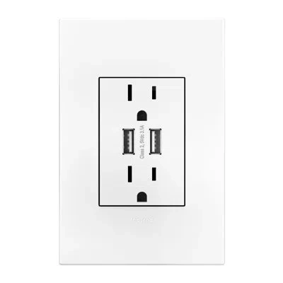 Legrand Adorne® 15 Amp Dual Usb A/a Combo Outlet And Wall Plate In White